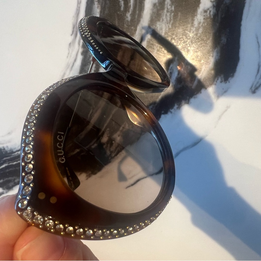 Gucci Rare Brown Sunglasses with Crystal Details - Picture 7 of 7